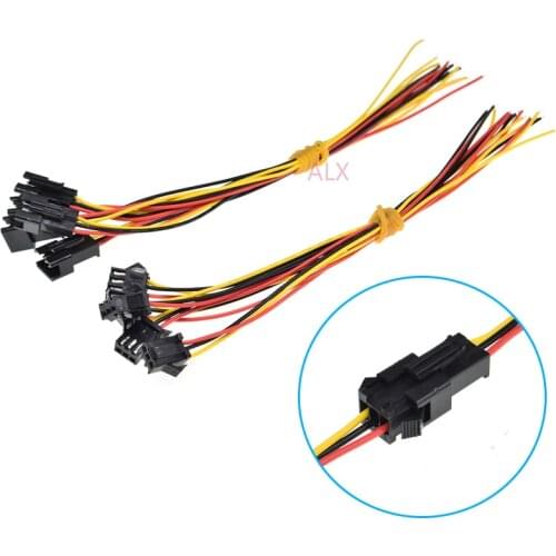5Pairs 200MM JST SM CONNECTOR 3PIN PLUG CABLE MALE+FEMALE WIRE 3 PIN for led strip light Lamp tape Driver CCTV