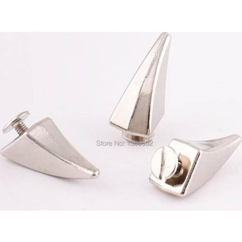6sets Silver Color High Quality Large 15*35mm Horn Shape Screw Spike Rivets Stud For Decoration accessories