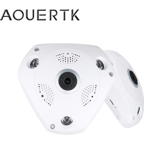 AOUERTK Panoramic Camera 1080P Two Way Audio SD Card Slot WiFi 360 Degree Full View WIFI Video IP Camera Mini CCTV VR Camera