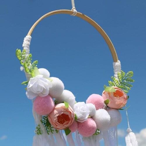 Boho Dream Catchers with Rose Flowers Handmade Dreamcatchers for Wall Hanging Wedding Ornament Home Decoration