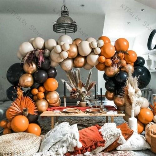 Halloween Global Retro Autumn Color Theme New Year Balloon Decoration Wedding Layout Orange Balloon Chain Background Wall Decor