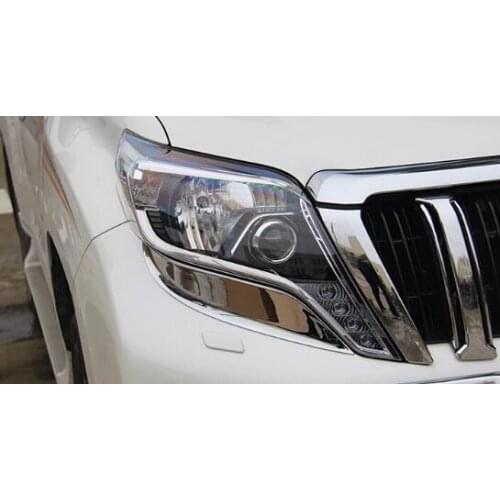 Higher star ABS chorme 2pcs car headlamp decoration trim for TOYOTA Land Cruiser Prado 2014