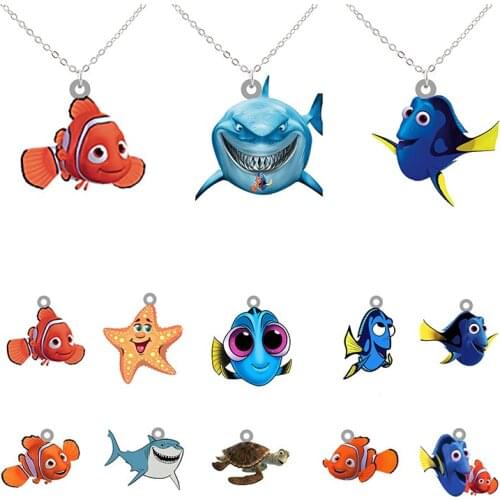 Disney Shark Bruce Clownfish Nemo Long Chain Necklace Finding Nemo Character Acrylic Pendant Fashion Taste Necklace