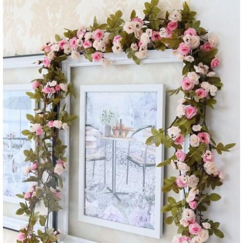 2.2m Wedding Decorations Fake Silk Roses Ivy Vine Artificial Flowers With Green Leaves Hanging Garland For Home Decor Wholesale