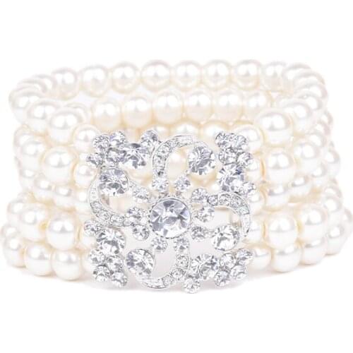 HOWAWAY Four Layers Pearl Bead Bracelet For Womens Party Gifts Handmade Jewelry Bead Bracelets Wholesale