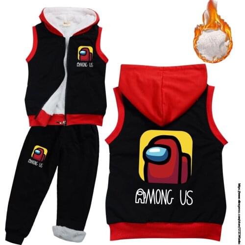 Game Among Us Baby Boys Girls Autumn Winter Warm WaistCoat + Pants 2Pcs Infant Kids Children Sports Suit Toddler Clothes