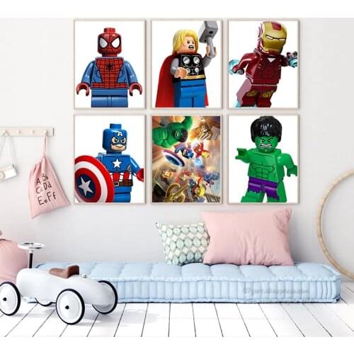 Avengers Marvel Canvas Painting Superhero Iron Man Spiderman Poster and Printmaking Wall Art Print Canvas Boy Bedroom Decoration