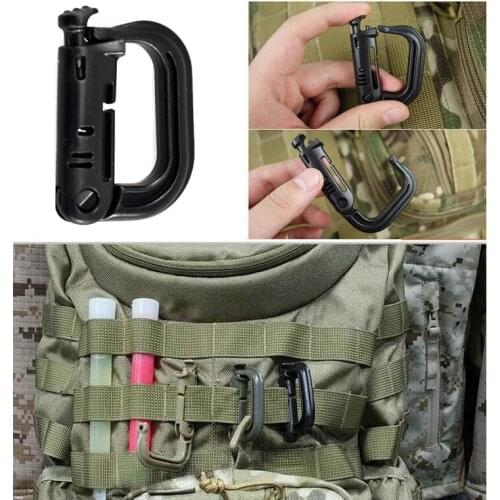 Attach Plasctic Shackle Carabiner D-ring Clip Molle Webbing Backpack Buckle Snap Lock Grimlock Camp Hike Mountain climb Outdoor