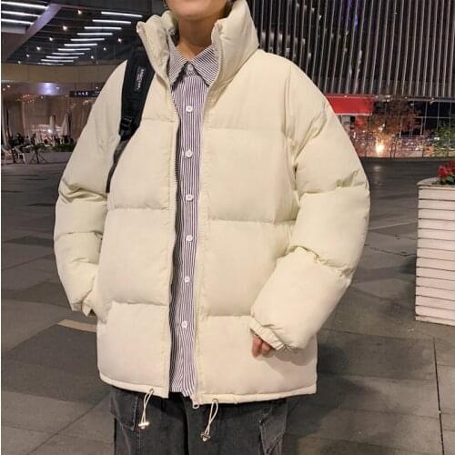 Korean Fashion Windproof Winter Parkas Men Zipper Jacket Beige Green Black Coats Men Soft Comfort Outwear S-3XL