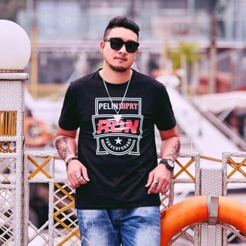 Summer Mens Loose Short-Sleeved T-shirt Fashion Brand Large Size Mens Fashion Letter Printed T-shirt