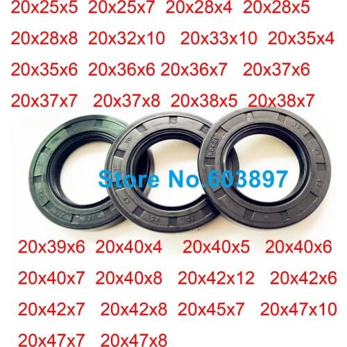 1PC 2PCS 20MM NBR Shaft Oil Seal TC Nitrile Covered Double Lip With Garter 20x26x4 20x26x5 20x27x5 20x28x5 20x30x7 20x32x7MM