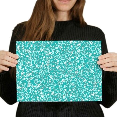 Aqua Teal Green Flowery Metal Plaque Bar Pub Garage Diner Cafe Home Wall Decor Home Decor Art Poster Retro Vintage Iron Poster