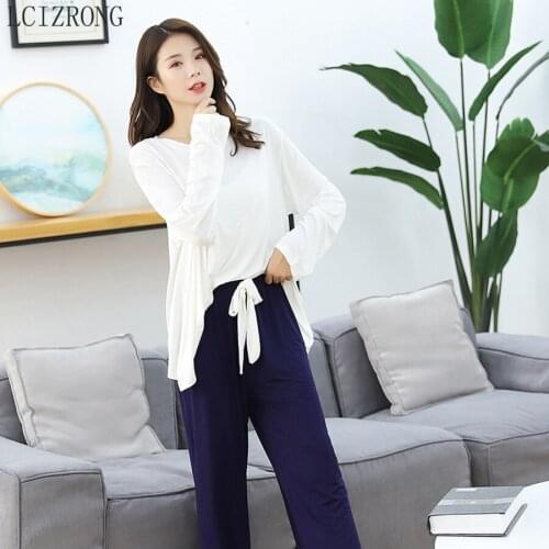 8 Colors Fashion Loose Cozy Women Pajamas Set Spring Long Sleeve Sleepwear Nightgown Casual Home Clothes Female