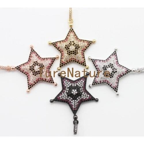 New Design 10 pcs Zircon Charms Fashion Colorful Stars Style Pendants DIY Making Jewelry In 30.7*40 mm PM4895