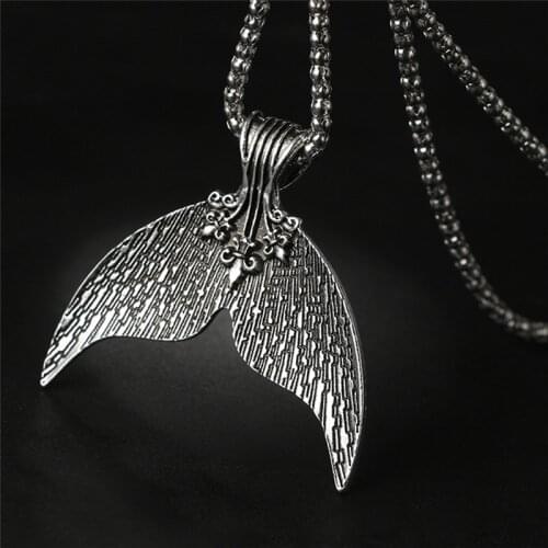 Attractive Mystical Mermaid Pendant Necklace Antique Whale Tail Charm Chokers Necklaces Collar For Women Boho Jewelry