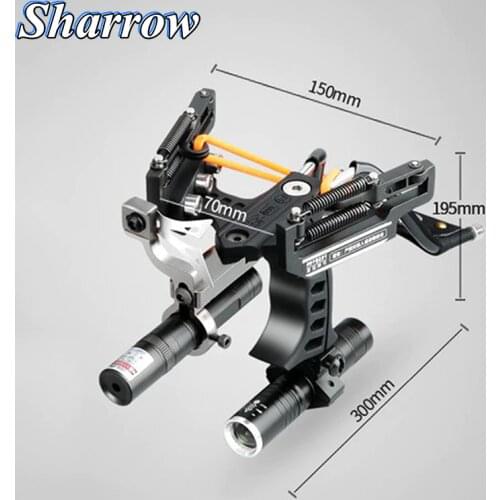 Professional Hunting Powerful Slingshot Fishing Hunting Bow Laser Slingshot Stainless Steel Crossbow Catapult with Rubber Band