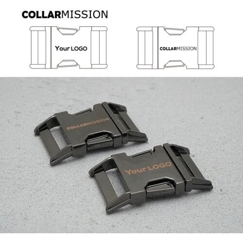 Retailing engraved gun black metal buckle for DIY dog collar parts 30mm,we provide laser engraving service customize LOGO CK30QH