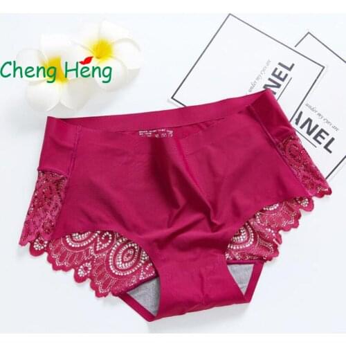 CHENG HENG Explosion Models Sexy Ice Silk Seamless Womens Underwear In The Waist Lace Edge Cotton Jacket Triangle Briefs