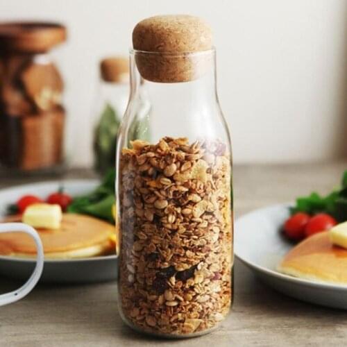 Lead Free Glass Storage Tank Household Storage Bottle of Dry Fruit Coarse Cereal Tea Canister Cork Sealed Coffee Bean Flavor Can
