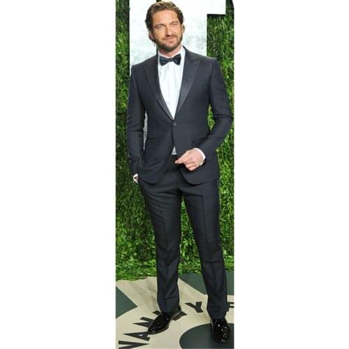 Black Wedding Suits For Men Peaked Lapel Groom Tuxedos Two Piece Celebrity Men Suits Slim Fit One Button Groom Suits