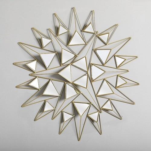 Light Luxury Three-dimensional Wrought Iron Mirror Wall Decoration Pendant Creative Model Room Shop Hotel Wall Decoration