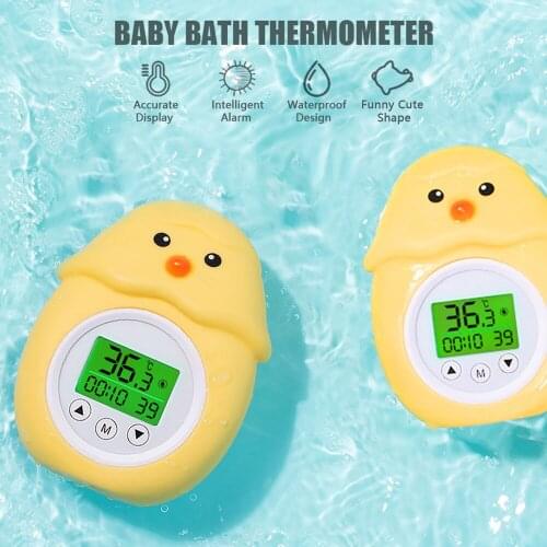 Water Thermometer Baby Bath Thermometer with Room Temperature Tri-color Backlit Display Floating Bath Toy Safety Temperature