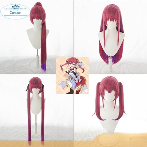 Youtuber Hololive Houshou Marine VTuber Red Cosplay Wig Ponytais Heat Resistant Synthetic Cosplay Hair Houshou Marine