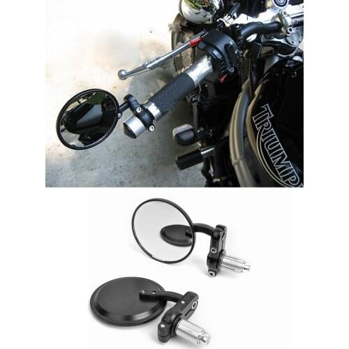 Free Shipping Black 3" Round 7/8" Bar End Motorcycle Rearview Mirrors For Yamaha FZR YZF 600 R6 R6S R1 FZ1 WR TW XVS