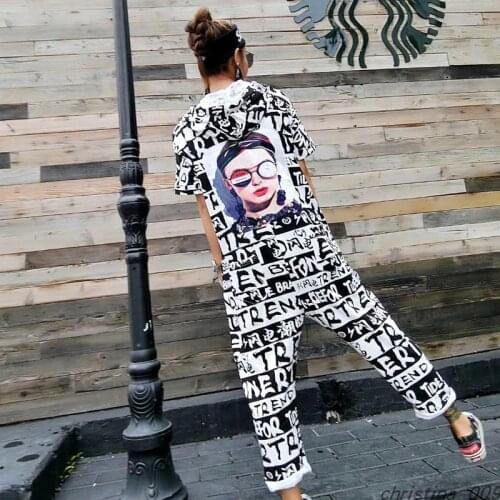 Summer Women High Street Letter Printed Ankle-Length Pants Hip Hop Design Short Sleeve Jumpsuit Hooded One Piece Overalls Shein