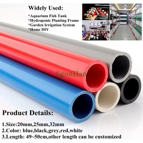 1~10pcs 20/25/32mm Aquarium Fish Tank PVC Pipe Home Garden DIY Irrigation Watering Hydroponic Planting Frame Tube 49~50cm Long