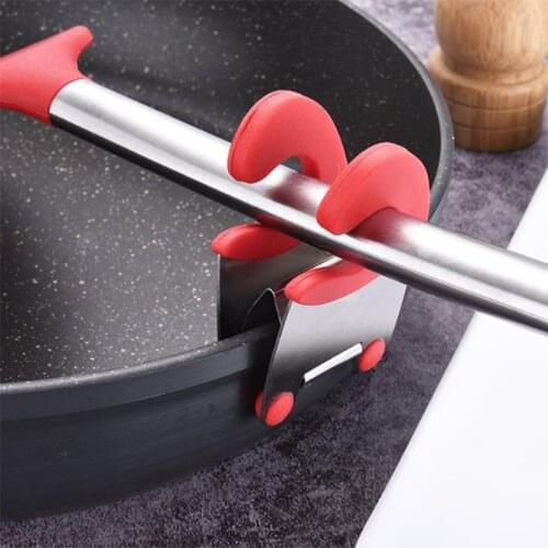 1Pc Useful Stainless Steel Pot Side Clip Anti-scalding Spoon Utensil Holder Bracket Convenient Kitchen Tools for Christmas Gift