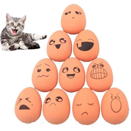 Cute 1pcs Bouncing Realistic Egg Dog Cat Toy expression Ball Resistant Chew Funny Puppy Training Interactive Pet Supplies