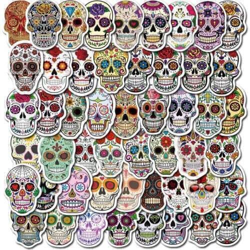 50PCS Horrible Sugar Skull Stickers DIY Laptop Luggage Skateboard Guitar Fridge Motorcycle Bike Graffiti Decal Sticker Kids Toys