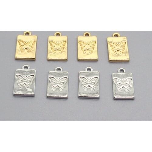 10pcs/lot Cute Geometric Alloy Carved Butterfly Earrings Charms DIY Animal Bracelet Earring Pendants Handmade Jewelry Accessory