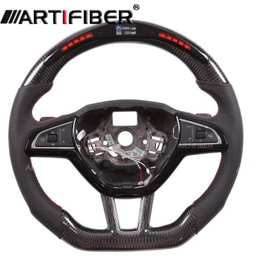 100% Real Carbon Fiber LED Steering Wheel for SKODA