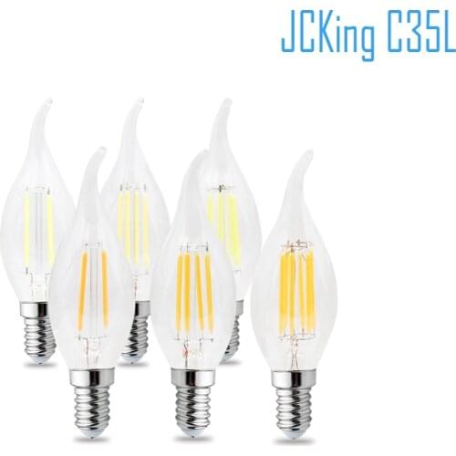 JCking Dimmable 2W 4W 6W 8W Led Candle E14 110V 220V Vintage Retro Dimming Candle Filament Bulbs Lamp For Chandelier Lighting