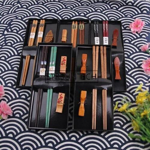 50sets Resuable Japanese Style Tableware Chopsticks Craft Rack Suit Set Household Chopsticks Holder Gift Kitchen Tableware