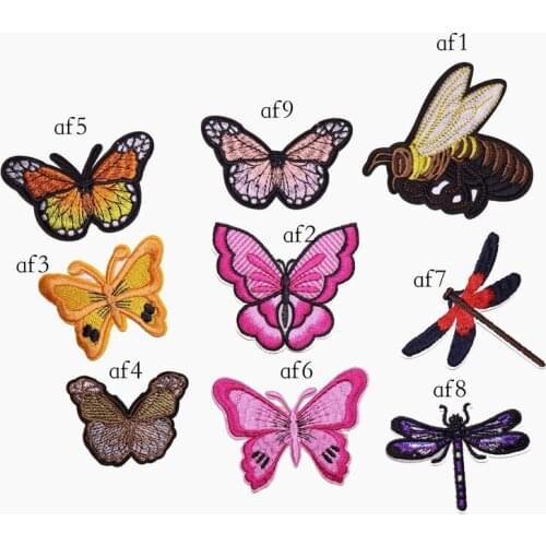 500pcs/lot Embroidery Patch Butterfly Dragonfly Bee Clothing Decoration Sewing Accessories Diy Iron Heat Transfer Applique