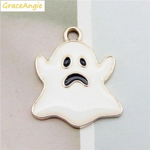 6pcs Enamel Alloy Charms Ghost Halloween Pendant Trendy Jewelry Necklace DIY Women earrings Metal Bracelet Gift HandmadeKeychain