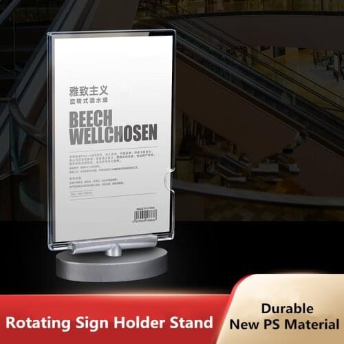A5 Double Side Rotating Table Acrylic Menu Paper Sign Holder Display Stand Table Number Price Display Frame