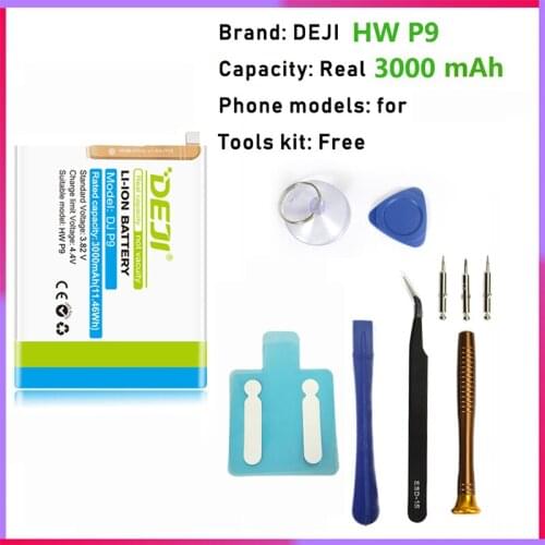 DEJI For Huawei P9 Battery HWP10 G9 mate 8 9 10 zero cycle Real Capacity Internal Bateria Replacement Batarya With Free Tool Kit