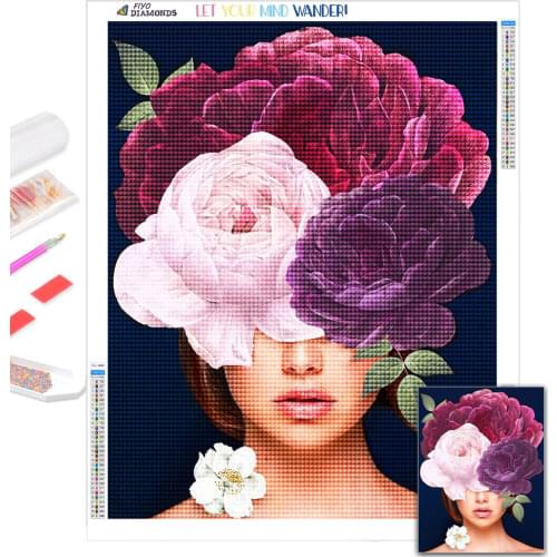 Diamond Embroidery Woman Portrait Diamond Painting Girl Cross Stitch Kits Flower Mosaic Picture Wall Stickers Home Decoration