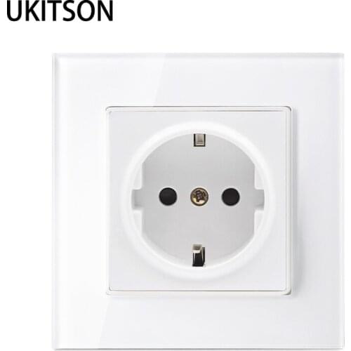 White Crystal Glass Panel EU Electric Plug AC 110~250V 16A Power Socket For DE European Electrical Outlet