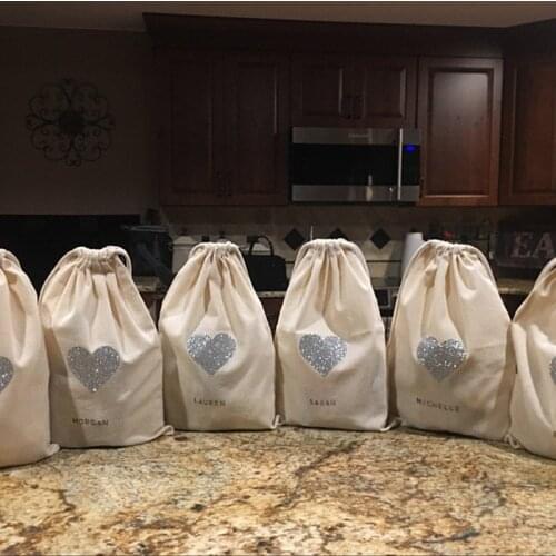 Glitter heart gift bag customize Bachelorette favor Bags hen party treat Bag bridesmaid muslin Hangovers Kit wedding welcome bag