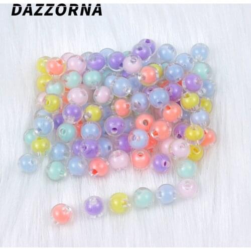 100/200Pcs New 8mm 100mm Acrylic Loose Beads Round Spacer Beads for Jewelry Making DIY Bracelet Accesories Pick Size Colors