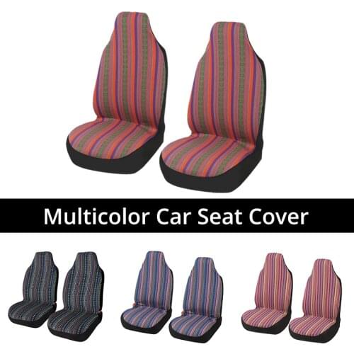 AUTOYOUTH 2PCS Baja Bucket Front Seat Cover Universal Stripe Colorful Comfortable Car Protectors Smooth For Car, SUV & Truck