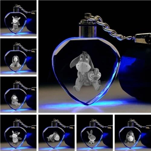 Disney Eeyore Role Anime Figures Toy Cartoon Heart Products Accessories Customized LED Keychain Light Birthday Gifts