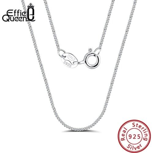Effie Queen Real 925 Silver 1mm Sided Chain Necklace 40cm 45cm 50cm Long Necklace for Pendant Woman Jewelry Gift Wholesale SC18
