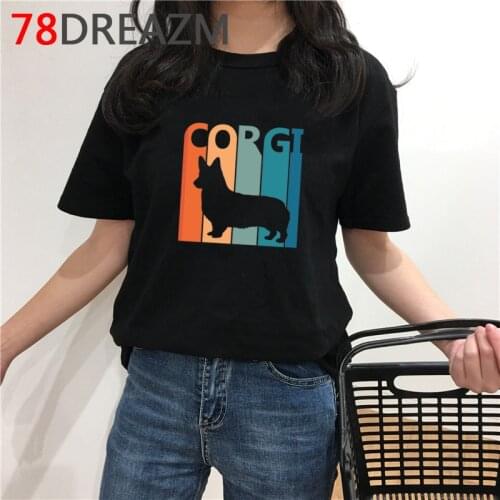 Kawaii Corgi T Shirt Women Summer Top Aesthetic Ulzzang Cartoon T-shirt Funny Dog Graphic T Shirts Plus Size Korean Style Female