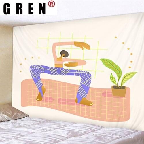 GREN Tapestry Cartoon Yoga Wall Hanging Wall Covering Rugs Mural Background Cloth Beach Towel Fabric Yoga Blanket Home Decor
